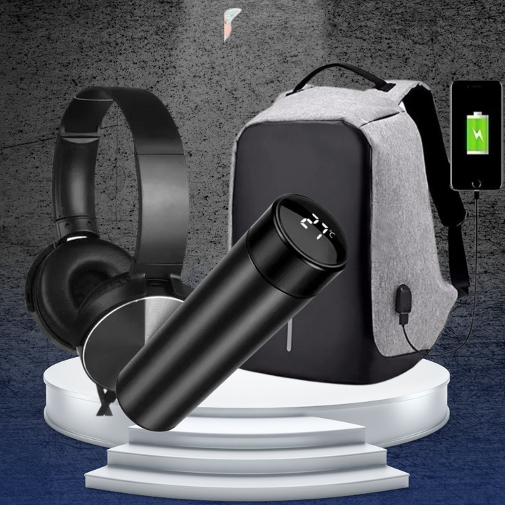 NUEVO COMBO DE MALETA + TERMO + AUDIFONO